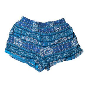 Miss Attitude-Girls Shorts-Sz M10-12-Hawaiian Print Outside-Teal Biker inside